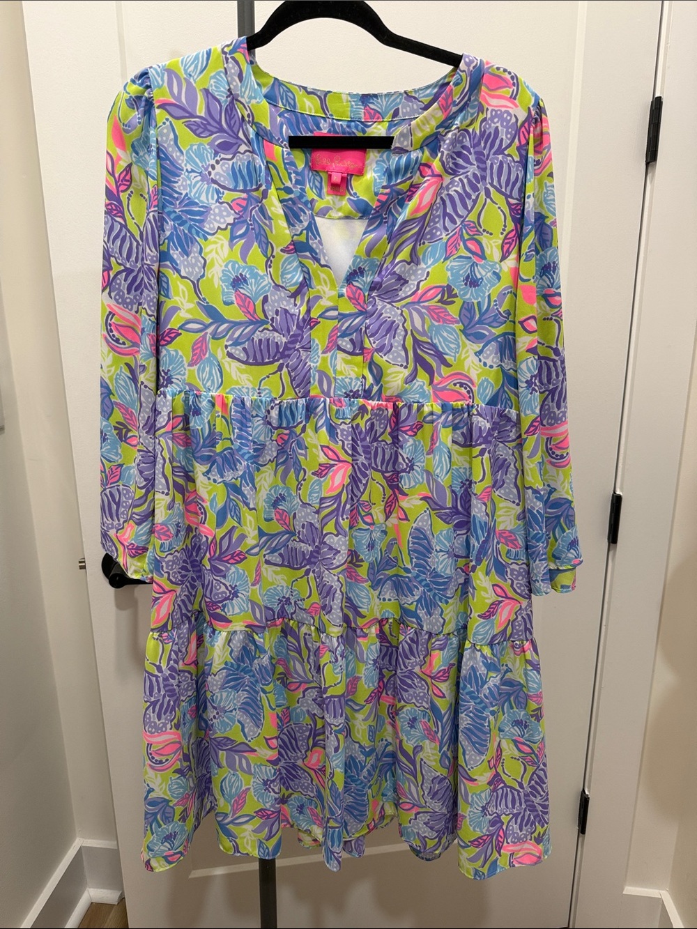 Lilly Pulitzer Multicolor Floral Shift Dress in Lime, Lavender & Pink
